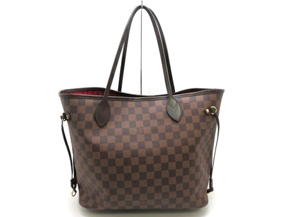 LOUIS VUITTON Neverfull Tote Bag Damier Cerise Red